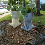 Luminous Face Planter Pot Head Flower Pot Cute Resin Succulent Planter Flowerpot with Drain Hole for House Office Decor