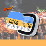 BBQ Thermometer 2 Alarm Mode Touch Screen Backlight Function Meat Thermometer for Outdoor Camping Picnic