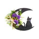 Halloween Moon Cat Wreath Door Hanging Decoration Artificial Flower Halloween Wreath In Australia - Darrahopens