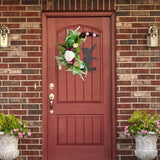Halloween Moon Cat Wreath Door Hanging Decoration Artificial Flower Halloween Wreath