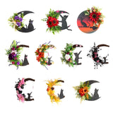 Halloween Moon Cat Wreath Door Hanging Decoration Artificial Flower Halloween Wreath