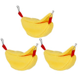 3 Sets Hamster Hammock Nests Banana Shape Hanging Winter Warm House Small Animal SuppliesYellow In Australia - Darrahopens
