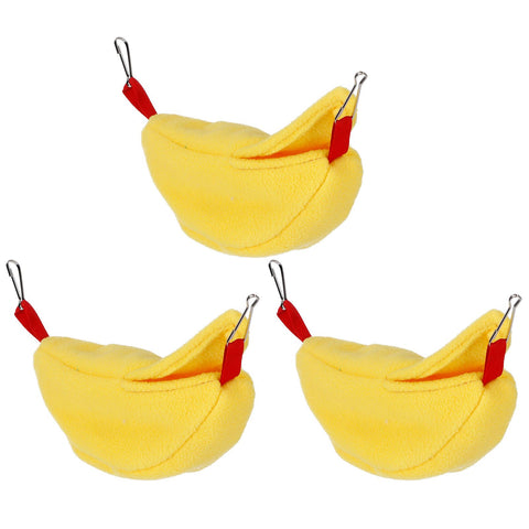 3 Sets Hamster Hammock Nests Banana Shape Hanging Winter Warm House Small Animal SuppliesYellow In Australia - Darrahopens