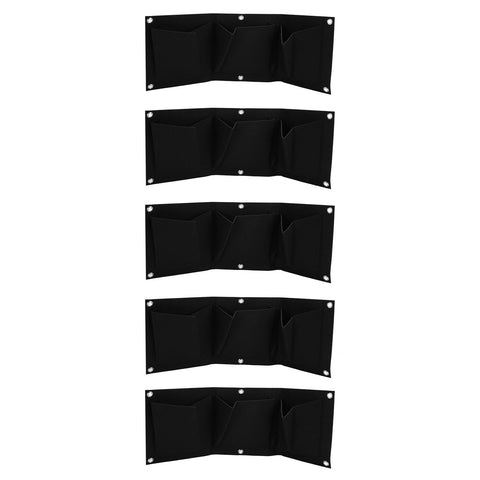 5Pcs Plant Growing Bags Wall Mounted Degradable 3‑Pockets Planter Garden AccessoryBlack In Australia - Darrahopens