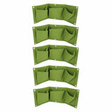 5Pcs Plant Growing Bags Wall Mounted Degradable 3‑Pockets Planter Garden AccessoryGreen In Australia - Darrahopens