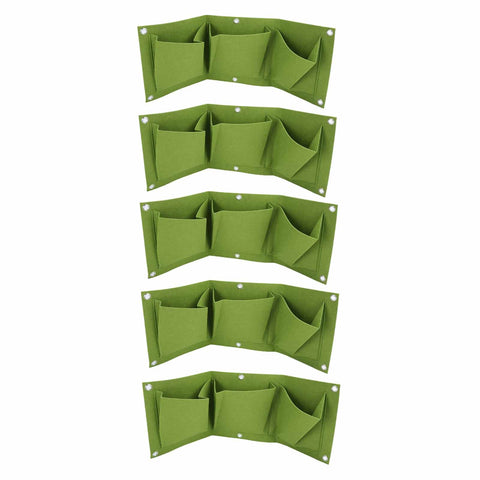 5Pcs Plant Growing Bags Wall Mounted Degradable 3‑Pockets Planter Garden AccessoryGreen In Australia - Darrahopens