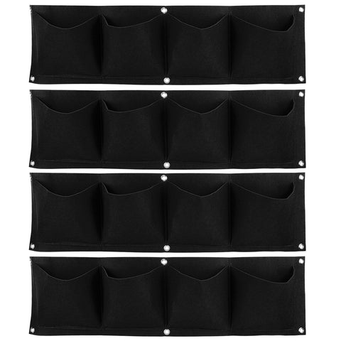 4Pcs 4 Pocket Plant Grow Bag Wall Mounted Reusable Degradable Felt Garden PlanterBlack In Australia - Darrahopens