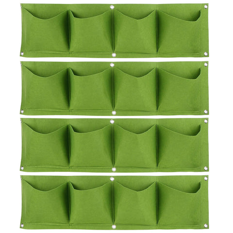 4Pcs 4 Pocket Plant Grow Bag Wall Mounted Reusable Degradable Felt Garden PlanterGreen In Australia - Darrahopens