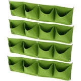 4Pcs 4 Pocket Plant Grow Bag Wall Mounted Reusable Degradable Felt Garden PlanterGreen