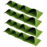 4Pcs 4 Pocket Plant Grow Bag Wall Mounted Reusable Degradable Felt Garden PlanterGreen