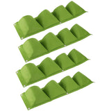 4Pcs 4 Pocket Plant Grow Bag Wall Mounted Reusable Degradable Felt Garden PlanterGreen