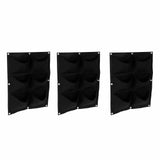 3Pcs 6 Pocket Plant Growing Bag Degradable Wall Hanging Felt Planter Bags Garden ToolBlack