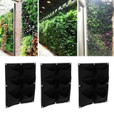 3Pcs 6 Pocket Plant Growing Bag Degradable Wall Hanging Felt Planter Bags Garden ToolBlack