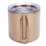 Retro Coffee Mug 304 Stainless Steel Double Walled Anti‑Scalding Cup for Picnic Barbecue with Lid