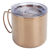 Retro Coffee Mug 304 Stainless Steel Double Walled Anti‑Scalding Cup for Picnic Barbecue with Lid