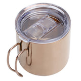 Retro Coffee Mug 304 Stainless Steel Double Walled Anti‑Scalding Cup for Picnic Barbecue with Lid
