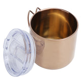 Retro Coffee Mug 304 Stainless Steel Double Walled Anti‑Scalding Cup for Picnic Barbecue with Lid