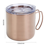 Retro Coffee Mug 304 Stainless Steel Double Walled Anti‑Scalding Cup for Picnic Barbecue with Lid