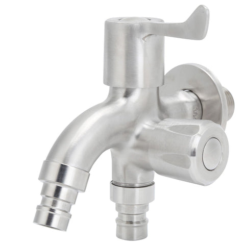 G1/2 Male Thread Water Faucet Dual Outlet Stainless Steel Water Tap for Gardens Washing Machines In Australia - Darrahopens