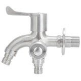 G1/2 Male Thread Water Faucet Dual Outlet Stainless Steel Water Tap for Gardens Washing Machines