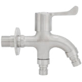 G1/2 Male Thread Water Faucet Dual Outlet Stainless Steel Water Tap for Gardens Washing Machines