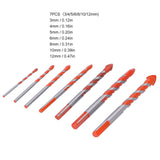 Drill Bit Set Multi Purpose Bits Accessory for Ceramic Tile Concrete Glass Drilling(7Pcs )