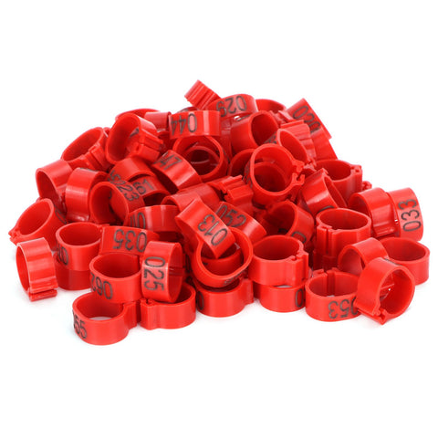 100Pcs Pigeons Identify Ring 001‑100 Numbered Poultry Leg Ring Bird Leg Bands Foot Ring10mm Red Ring with Number In Australia - Darrahopens