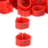100Pcs Pigeons Identify Ring 001‑100 Numbered Poultry Leg Ring Bird Leg Bands Foot Ring10mm Red Ring with Number