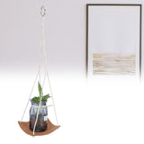 Plant Hanger PU Leather Square Base Cotton Rope Flower Pot Succulent Hanging Holder Garden DecorBrown 20cm