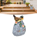 Double Sparrow Welcome Sculpture Cute Simulation Resin Ornament for Outdoor Home Garden Yard