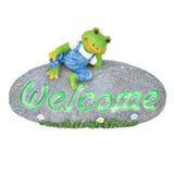 Welcome Frog Statue Luminous Garden Decor Resin Craftwork Patio Yard Lawn Animal Ornament for Indoor Outdoor In Australia - Darrahopens