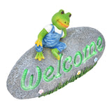 Welcome Frog Statue Luminous Garden Decor Resin Craftwork Patio Yard Lawn Animal Ornament for Indoor Outdoor In Australia - Darrahopens