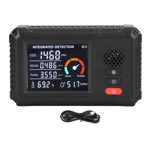 Air Quality Detector 5 in 1 Real Time Environmental Assessment Monitor for HCHO TVOC CO2 Temperature Humidity Detection In Australia - Darrahopens
