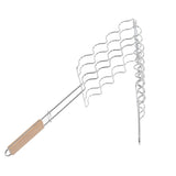 Corn Grilling Basket Stainless Steel Beech Wood Handle Even Heat Distribution 4 Corns Capacity Grilling Holder for Camping