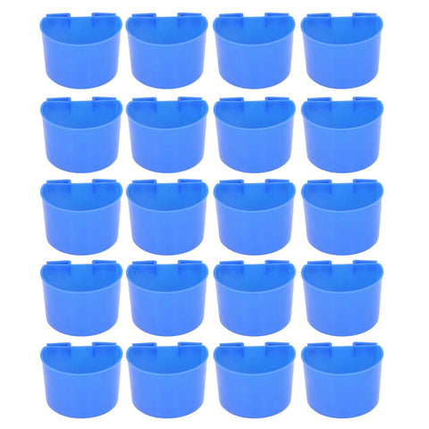 20Pcs Bird Food Bowl Plastic Parrot Water Feeding Cup Birdcage Feeder Trough Set Kit Blue 11x6cm / 4.33x2.36in In Australia - Darrahopens