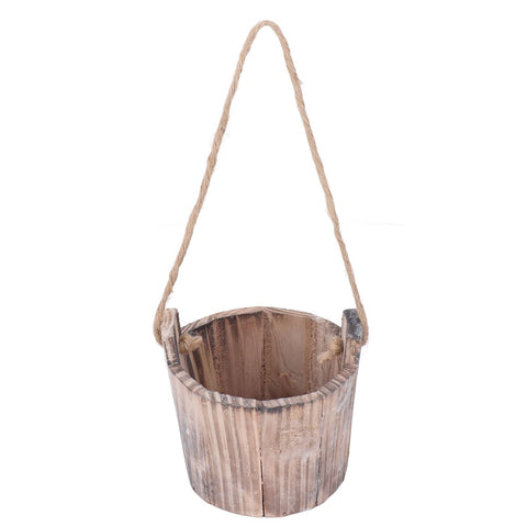 Barrel Planter Round Vintage Rustic Style Wall Hanging Wooden Garden Flower Pot for Garden Patio Office Home In Australia - Darrahopens