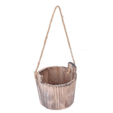 Barrel Planter Round Vintage Rustic Style Wall Hanging Wooden Garden Flower Pot for Garden Patio Office Home