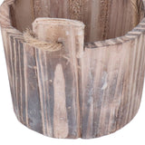 Barrel Planter Round Vintage Rustic Style Wall Hanging Wooden Garden Flower Pot for Garden Patio Office Home