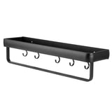 50cm Multifunctional Wall Mounted Kitchen Shelving Bathroom Storage Rack Bottle Holder(SingleLayer with Bar and 5 Hook )