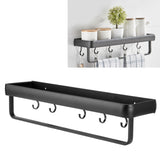 50cm Multifunctional Wall Mounted Kitchen Shelving Bathroom Storage Rack Bottle Holder(SingleLayer with Bar and 5 Hook )