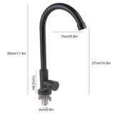 G1/2 Faucet 90 Degree Rotating Single Cold Matte Black Water Tap for Kitchen Sink Basin