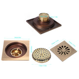 Floor Drain Set European Style Antique Copper Shower Drain Bathroom Toilet Accessory