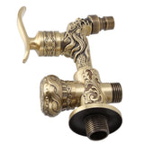 G1/2 Wall Mounted Washing Machine Faucet Brass Retro Hot Cold Water Tap Bathroom Supplies