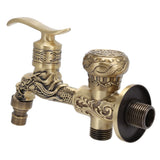 G1/2 Wall Mounted Washing Machine Faucet Brass Retro Hot Cold Water Tap Bathroom Supplies