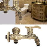 G1/2 Wall Mounted Washing Machine Faucet Brass Retro Hot Cold Water Tap Bathroom Supplies