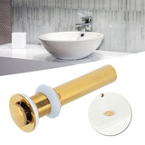 Gold Sink Drain without Overflow Anti Clog Bathroom Faucet Wash Basin Drain Stopperwithout Hole