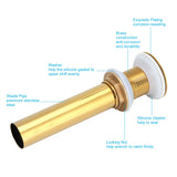 Gold Sink Drain without Overflow Anti Clog Bathroom Faucet Wash Basin Drain Stopperwithout Hole