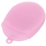 Silicone Dishwashing Brush Bath Body Face Cleansing Brush Kitchen Bathroom Cleaning ToolsPink