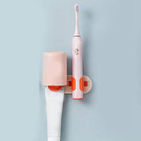 Bathroom Toothbrush Holder Multifunctional Wall Mounted Toothbrush Storage Rack for HouseholdPink Orange with Cup