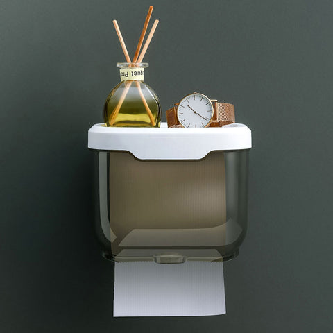 Wall Mounted Tissue Box Waterproof Durable Transparent Plastic Black Tissue Box for Bathroom 15.5×13×13cm/6.10x5.11x5.11in In Australia - Darrahopens